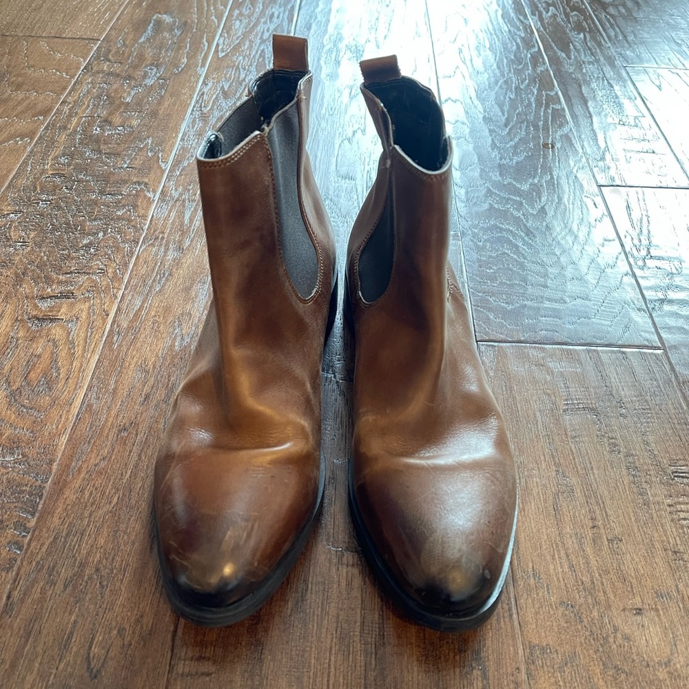 Brown leather booties. Size 8.5 woman’s.